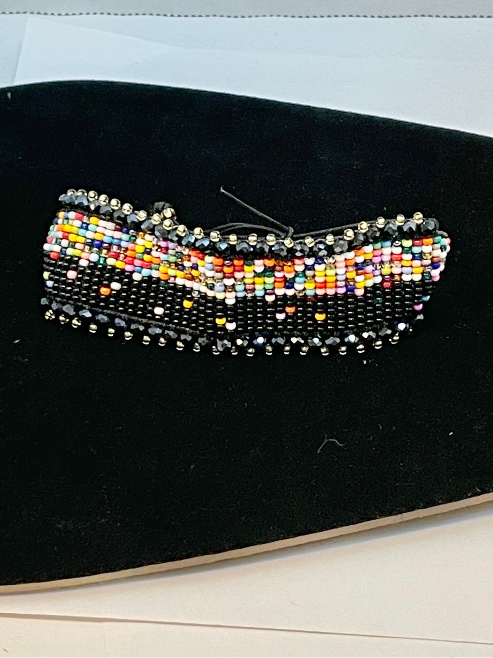 Vintage Handmade Native American Style Seed Beaded Adjustable Bracelet, Rainbow
